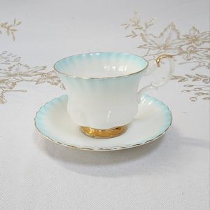 Vintage Royal Albert Fine Bone China Teacup & Saucer - Pastel Blue "Rainbow"